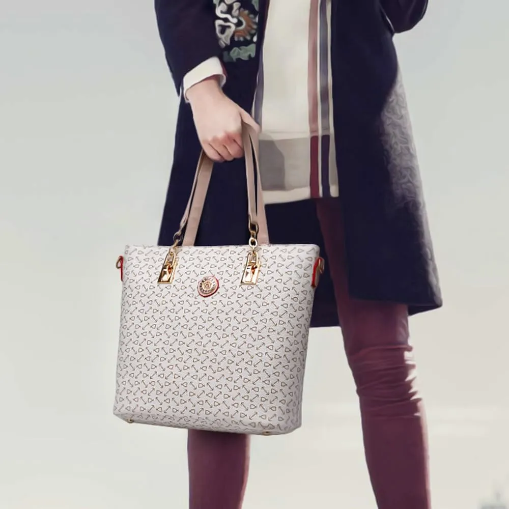 Women Totes Purse Satchel 6pcs Faux Leather Arrow Printing Handbag Shoulder Bag Clutch Wallet