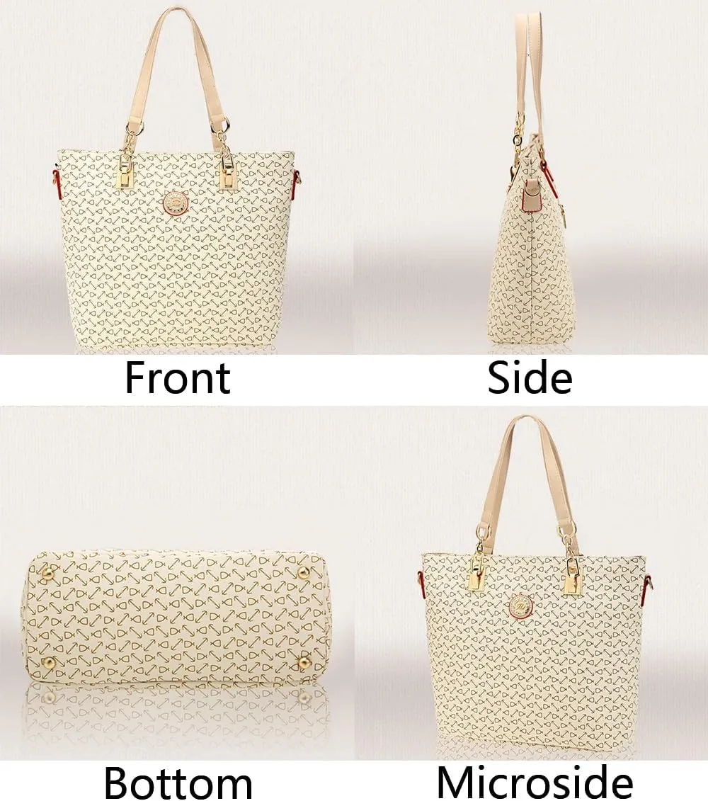 Women Totes Purse Satchel 6pcs Faux Leather Arrow Printing Handbag Shoulder Bag Clutch Wallet
