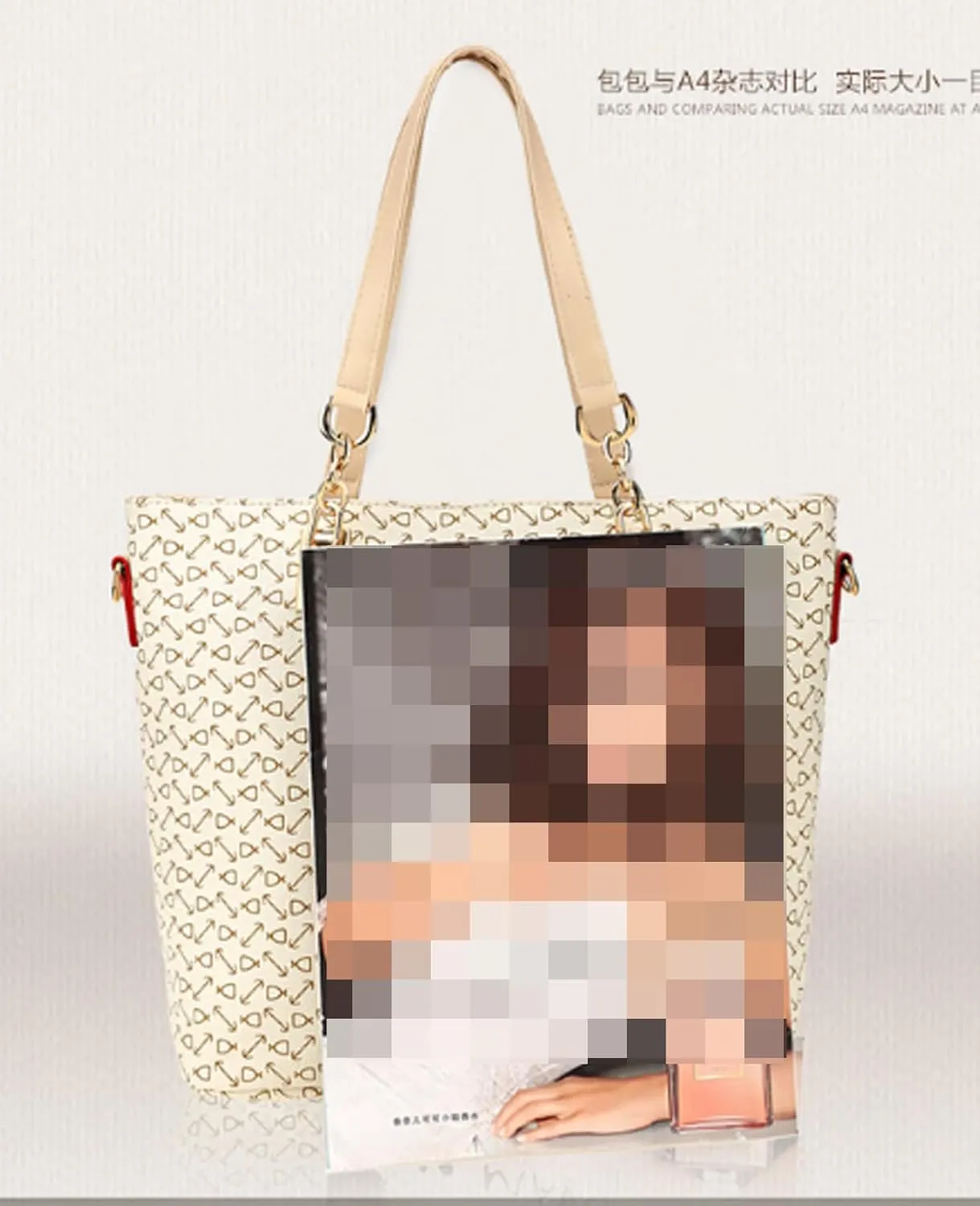 Women Totes Purse Satchel 6pcs Faux Leather Arrow Printing Handbag Shoulder Bag Clutch Wallet