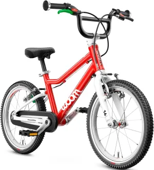 woom 3 Children’s Bicycle for Kids 4-6 Years Old, 16-Inch Wheels, Lightweight Bike with Handbrake, Steering Limiter & Chain Guard, Boys & Girls - Red