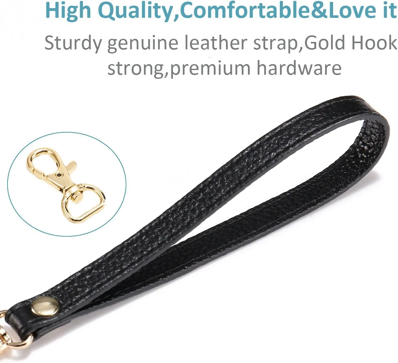 Wristlet Strap, Genuine Leather Keychain Wristlet KeyChain Hand Strap for Wallet Purse Clutch Cellphone Wristlet Key