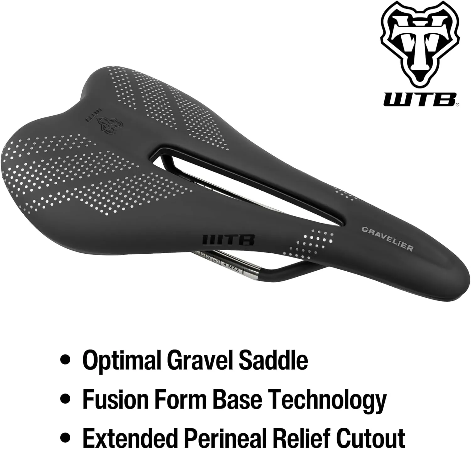 WTB Gravelier Bike Saddle, Flexible Base with Fusion Form Technology, Perineal Relief Cutout for Gravel and Endurance Rides, Available with Stainless Steel, Chromoly, Carbon, or Titanium Rails