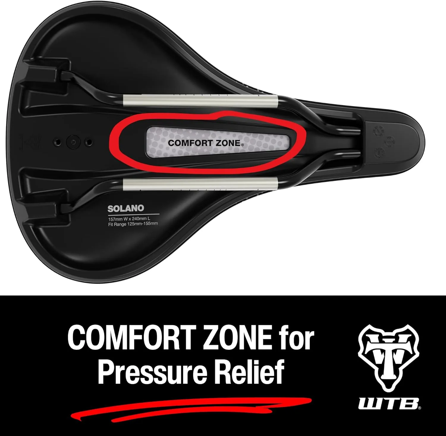 WTB Solano Bike Saddle, Fusion Form Base, Enhanced Padding, Perineal Support, Short Length Design, Gravel, Adventure Road, Mountain, Available in Wide or Medium with Carbon, Chromoly, or Titanium Rail