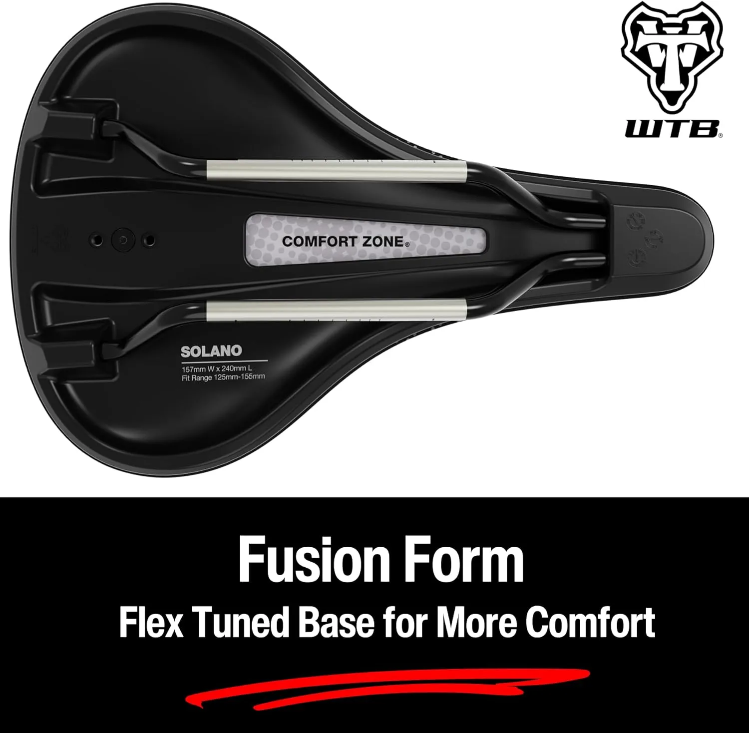 WTB Solano Bike Saddle, Fusion Form Base, Enhanced Padding, Perineal Support, Short Length Design, Gravel, Adventure Road, Mountain, Available in Wide or Medium with Carbon, Chromoly, or Titanium Rail