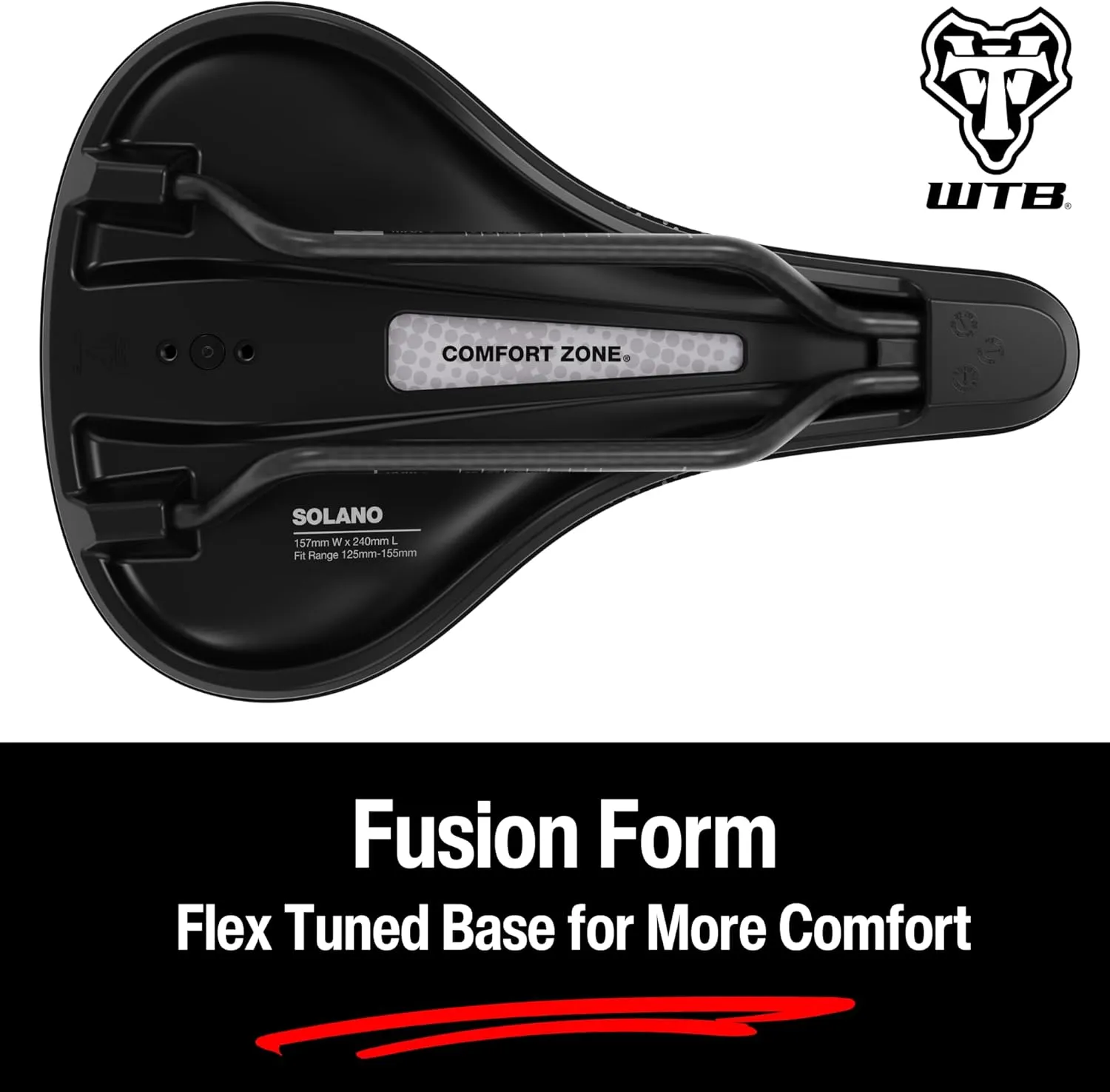 WTB Solano Bike Saddle, Fusion Form Base, Enhanced Padding, Perineal Support, Short Length Design, Gravel, Adventure Road, Mountain, Available in Wide or Medium with Carbon, Chromoly, or Titanium Rail