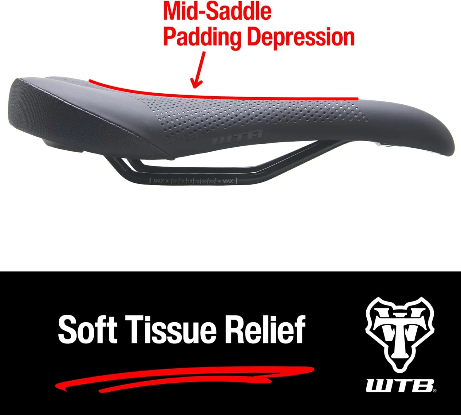WTB Volt Bike Saddle - Comfortable Medium Thickness Padding, Contoured Shape with a Flex-Tuned Shell - Lightweight MTB Saddle for Optimal Support & Performance