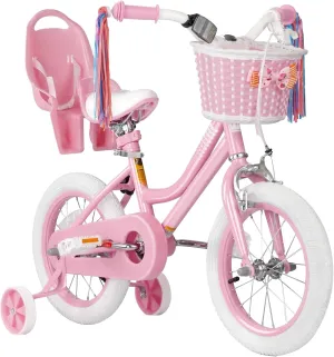 XJD Girls Bike for 2-12 Years Old Toddlers and Kids, 12 14 16 20 Inch Kids Bike with Basket and Bell Training Wheels, Adjustable Seat Handlebar Height