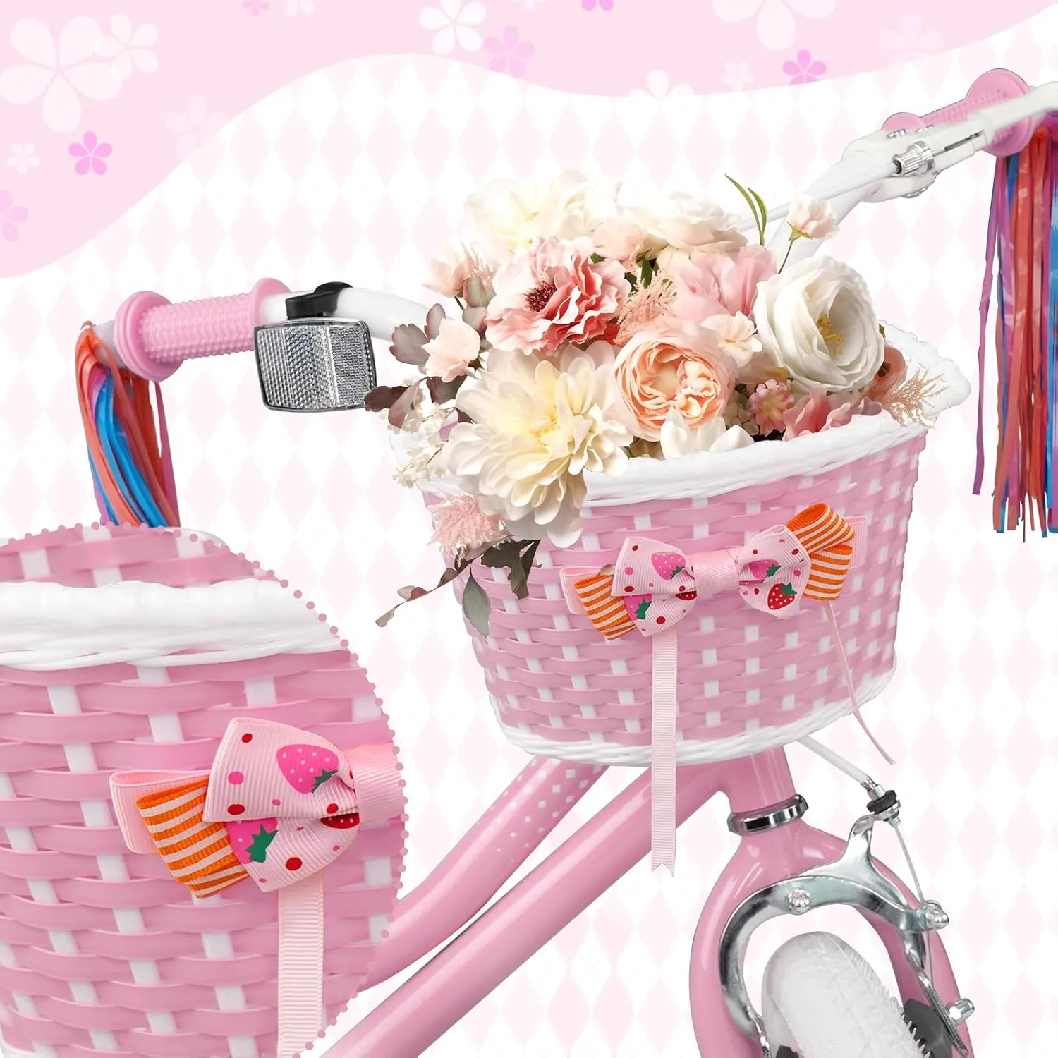 XJD Girls Bike for 2-12 Years Old Toddlers and Kids, 12 14 16 20 Inch Kids Bike with Basket and Bell Training Wheels, Adjustable Seat Handlebar Height