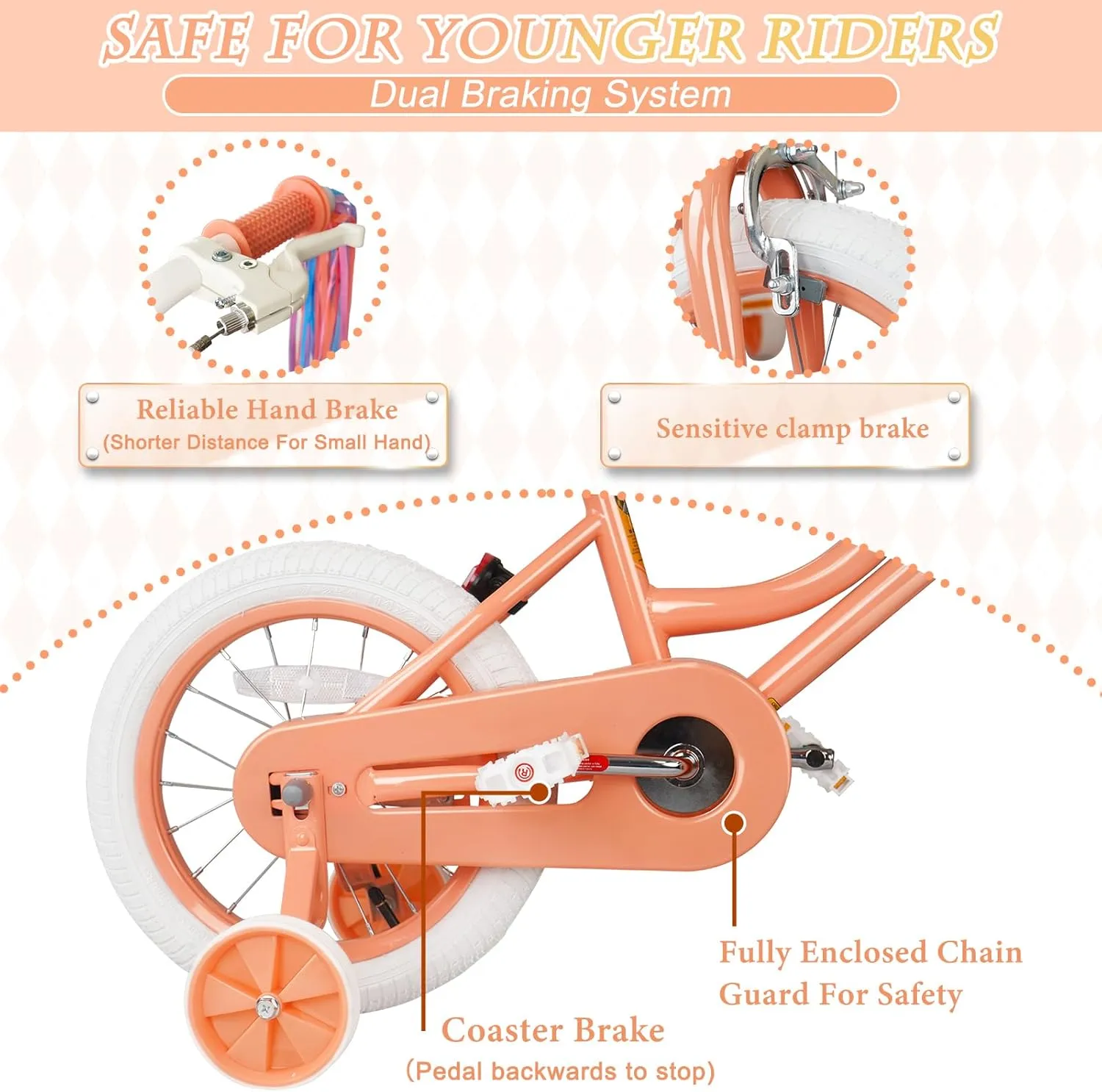 XJD Girls Bike for 2-12 Years Old Toddlers and Kids, 12 14 16 20 Inch Kids Bike with Basket and Bell Training Wheels, Adjustable Seat Handlebar Height