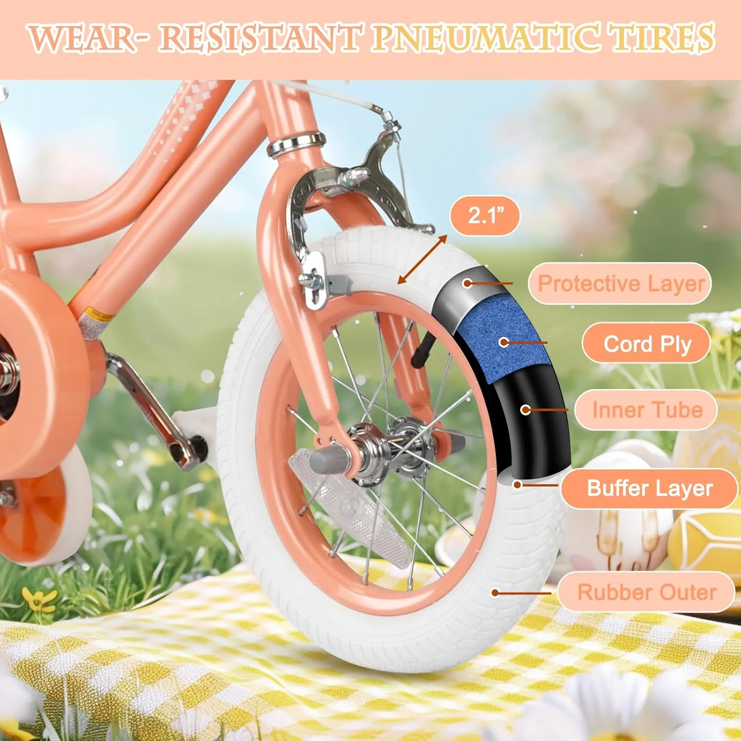XJD Girls Bike for 2-12 Years Old Toddlers and Kids, 12 14 16 20 Inch Kids Bike with Basket and Bell Training Wheels, Adjustable Seat Handlebar Height