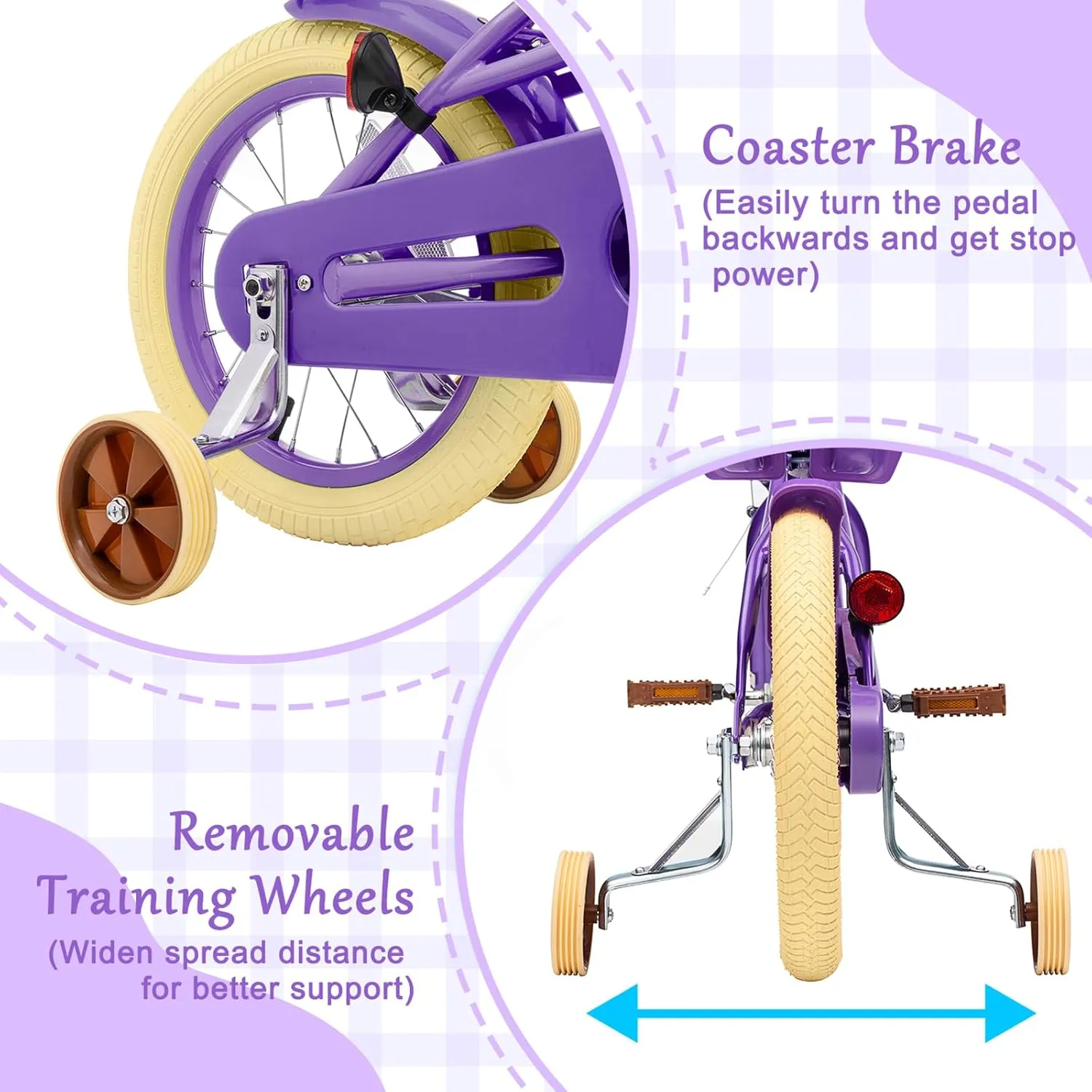 XJD Girls Bike for 2-12 Years Old Toddlers and Kids, 12 14 16 20 Inch Kids Bike with Basket and Bell Training Wheels, Adjustable Seat Handlebar Height