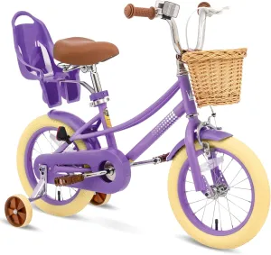 XJD Girls Bike for 2-12 Years Old Toddlers and Kids, 12 14 16 20 Inch Kids Bike with Basket and Bell Training Wheels, Adjustable Seat Handlebar Height