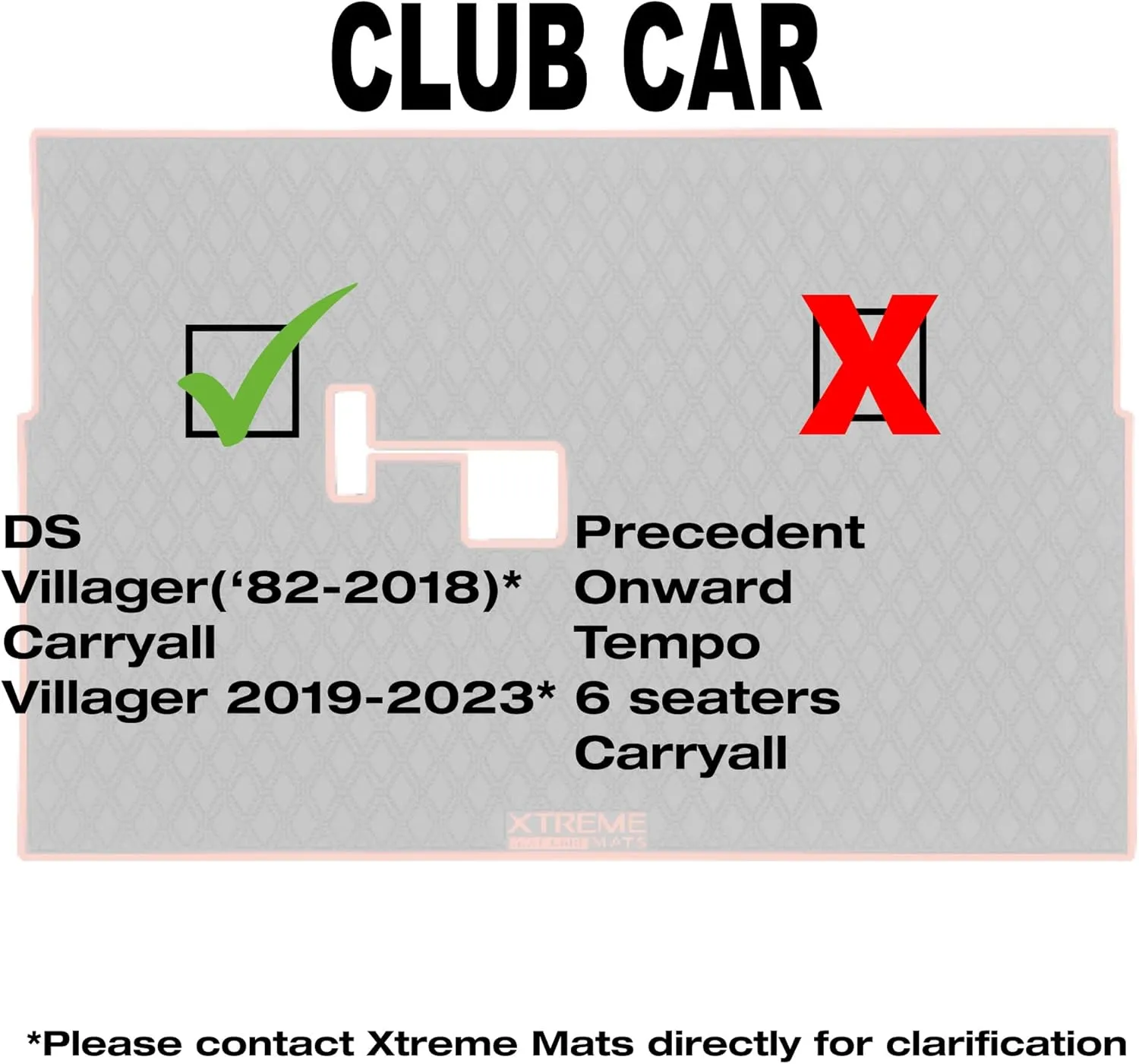 Xtreme Mats Club Car Compatible Golf Cart Mat, Full Coverage Rubber Floor Liner - Fits Club Car DS (1982-2013) and Villager (1982-2018)