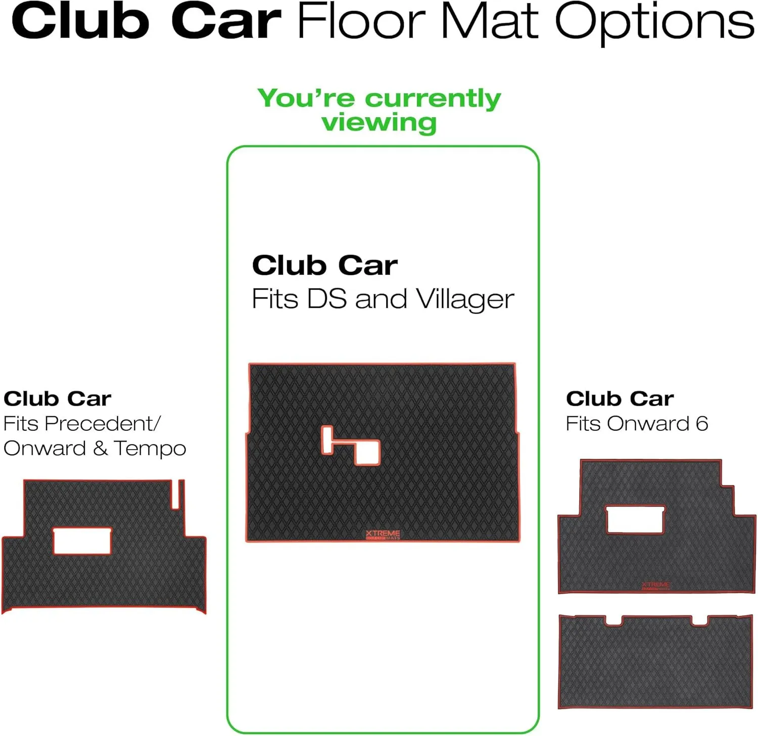 Xtreme Mats Club Car Compatible Golf Cart Mat, Full Coverage Rubber Floor Liner - Fits Club Car DS (1982-2013) and Villager (1982-2018)