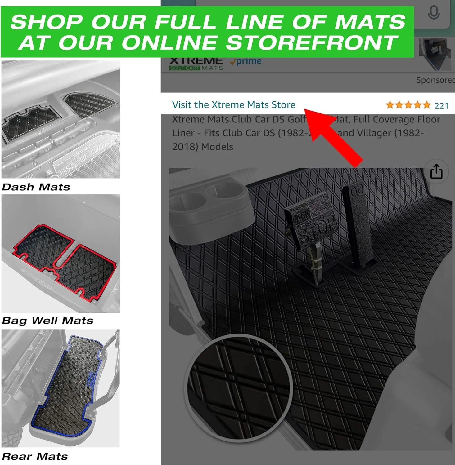 Xtreme Mats Evolution Golf Cart Floor Mat, Full Coverage Golf Cart Liner Protects OEM Flooring - Only Fits Evolution Classic Plus/Classic Pro/Forester/Turfman Carts (2022 and Prior) - Beige Trim