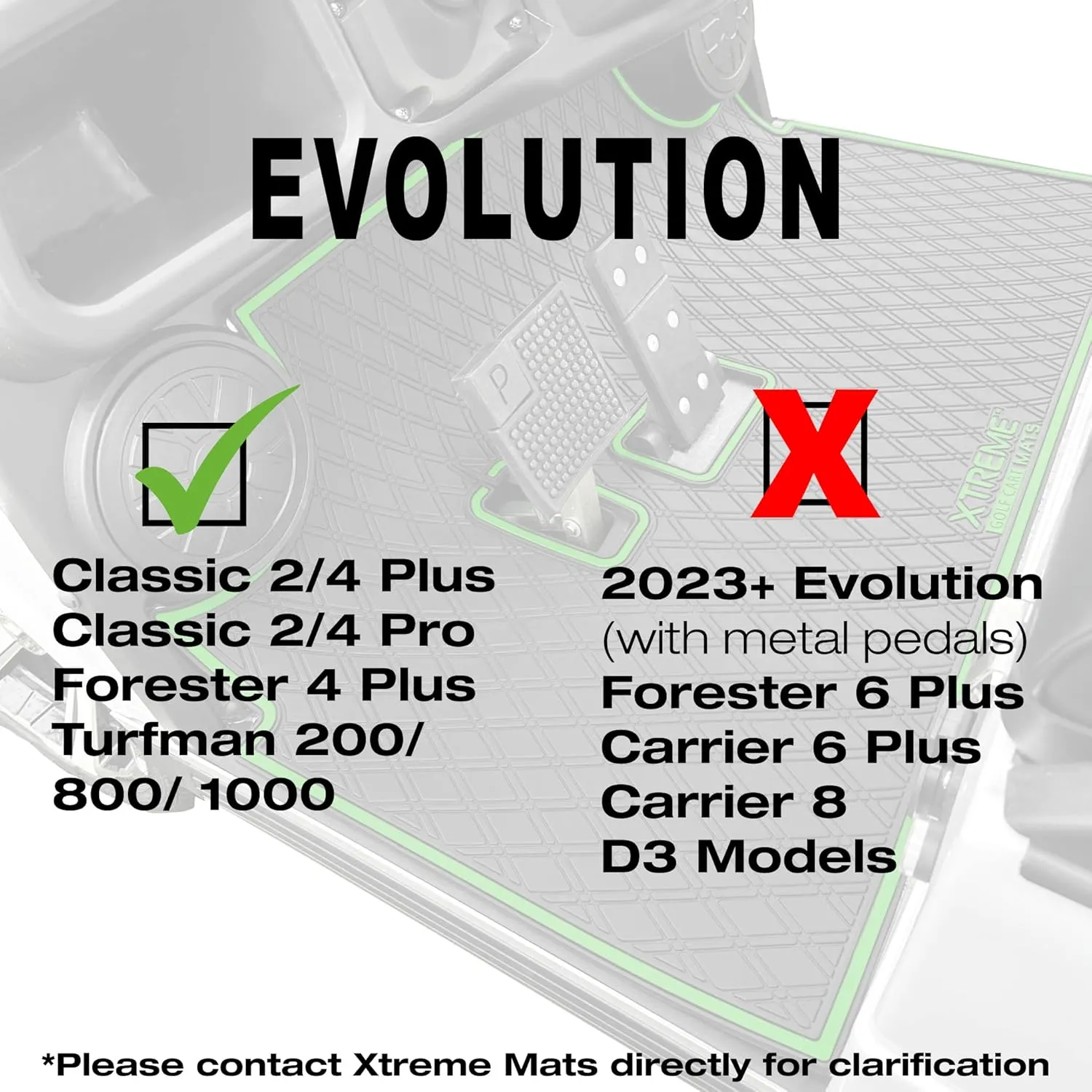 Xtreme Mats Evolution Golf Cart Floor Mat, Full Coverage Golf Cart Liner Protects OEM Flooring - Only Fits Evolution Classic Plus/Classic Pro/Forester/Turfman Carts (2022 and Prior) - Beige Trim