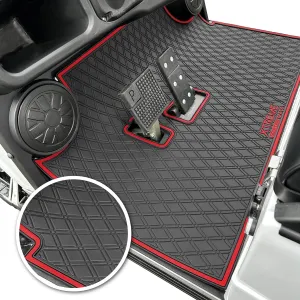 Xtreme Mats Evolution Golf Cart Floor Mat, Full Coverage Golf Cart Liner Protects OEM Flooring - Only Fits Evolution Classic Plus/Classic Pro/Forester/Turfman Carts (2022 and Prior) - Red Trim