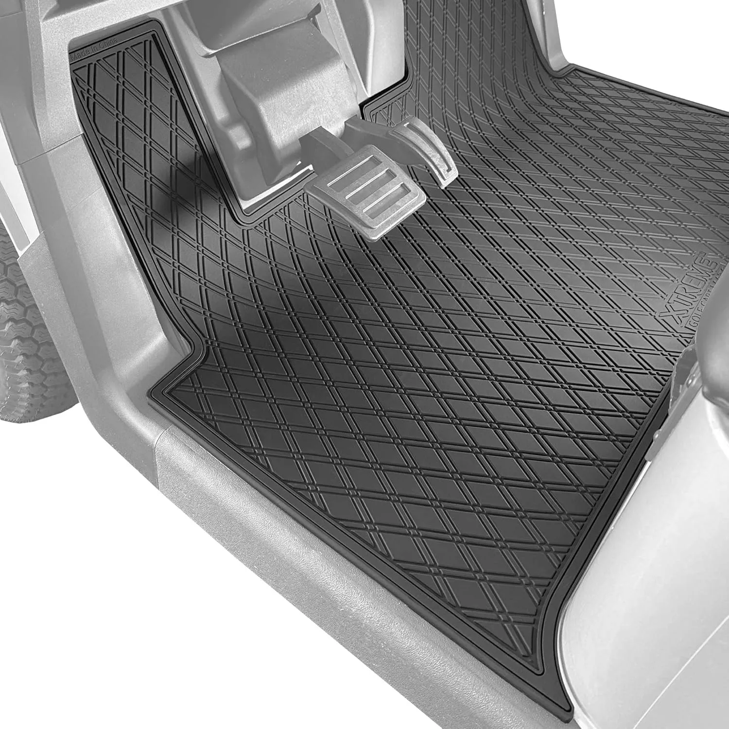 Xtreme Mats Floor Mat Liner for Golf Carts - Fits E-Z-GO RXV (2024 ) / Valor (2024 ) and Elite - Custom Fit Durable Rubber Golf Car Floor Mat (All Black)