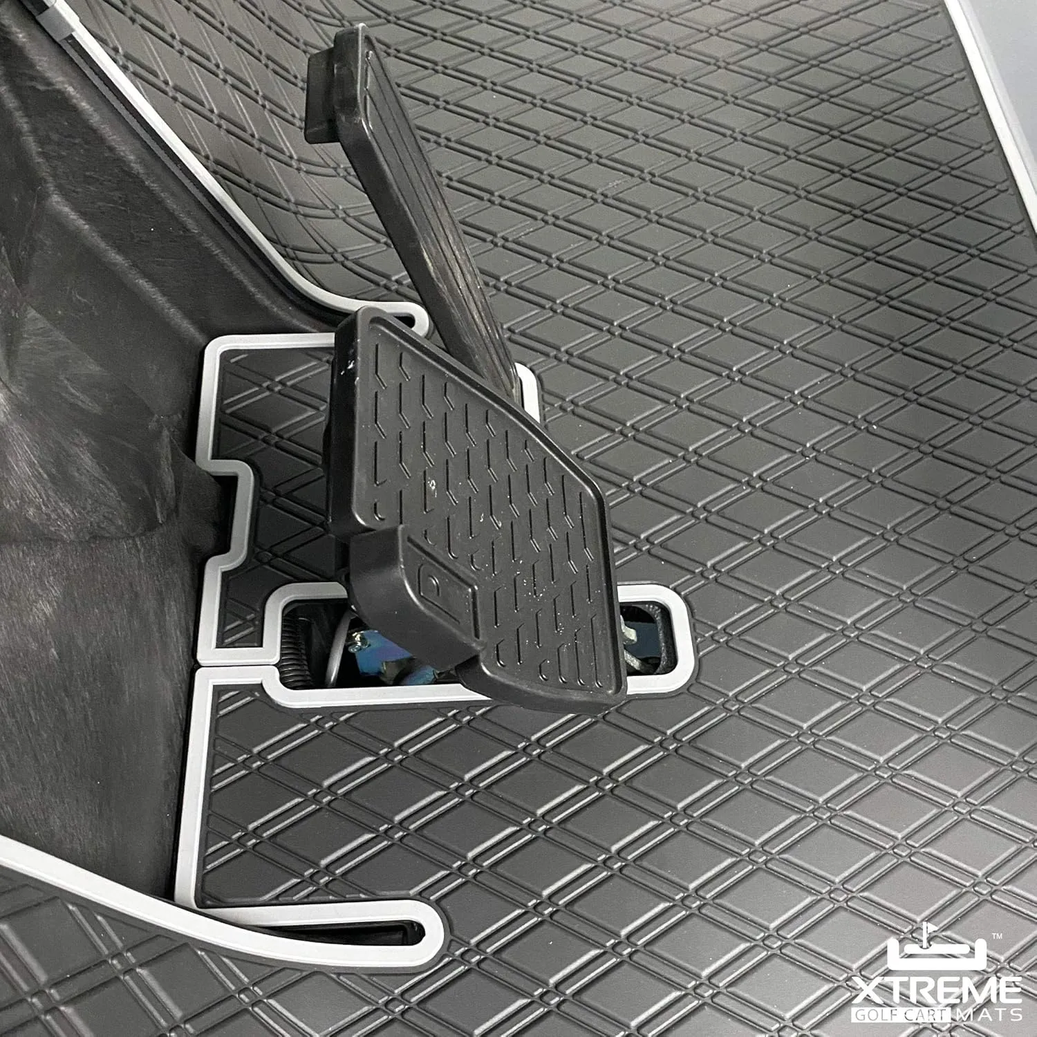 Xtreme Mats Golf Cart Floor Mat Compatible with Yamaha Drive2, Full Coverage Golf Cart Floor Liner Mat - Fits Yamaha Drive2 Models Only (2017-2023) & UMAX Rally 4x4 - Black with Grey Trim