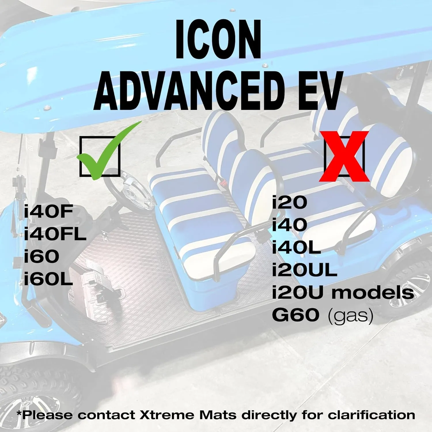 Xtreme Mats ICON Compatible, Full Coverage Golf Cart Floor Liner - Compatible with ICON and Advanced EV (Gen1) Golf Carts - Choose Your Color/Style