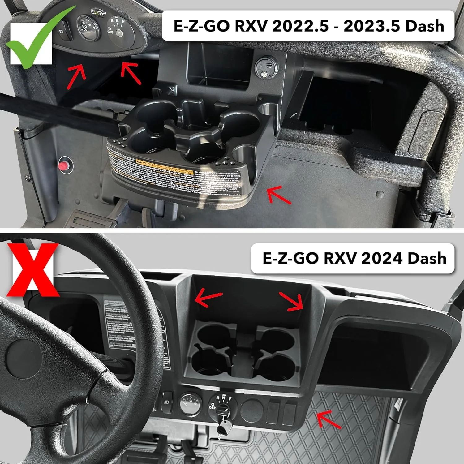 Xtreme Mats Rubber Floor Mat Liner for Golf Carts - Fits E-Z-GO 2022.5-2023.5 RXV/Valor Models with Hanging Pedals Including RXV Elite, RXV Freedom, Valor - Diamond Design Flooring Cover