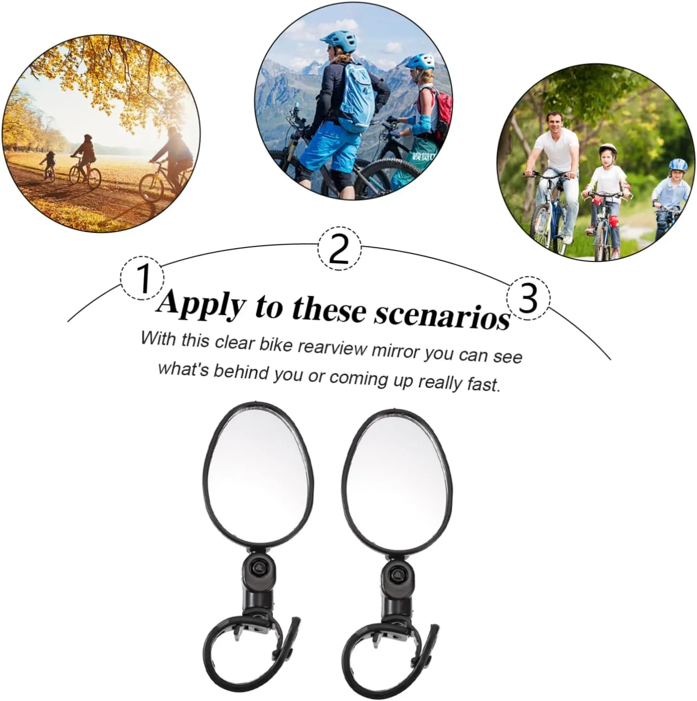 Yardwe 2sets Safety Cycling Bike Rear View Mirrors Easy Install Handlebar Accessory 2pcs*2
