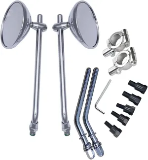 Yibid Chrome Universal 3" Round Retro Motorcycle Rearview Side Mirrors Multi-fit for Cruiser Chopper Cafe Racer Custom Old School Bobber Touring Compatibility with Kawasaki Suzuki Kymco Yamaha