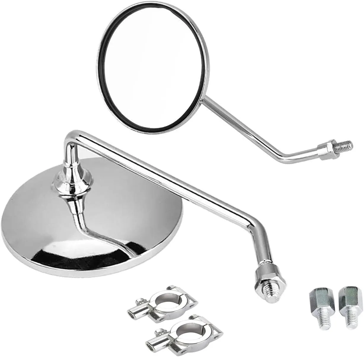 Yibid Universal Chrome 4" Round Motorcycle Bicycle Rearview Mirrors,with 7/8" Handlebar Mount Replacement for Shadow Custom Cruiser Hyosung Kymco Victory Vulcan Street Sports Dirt Bikes