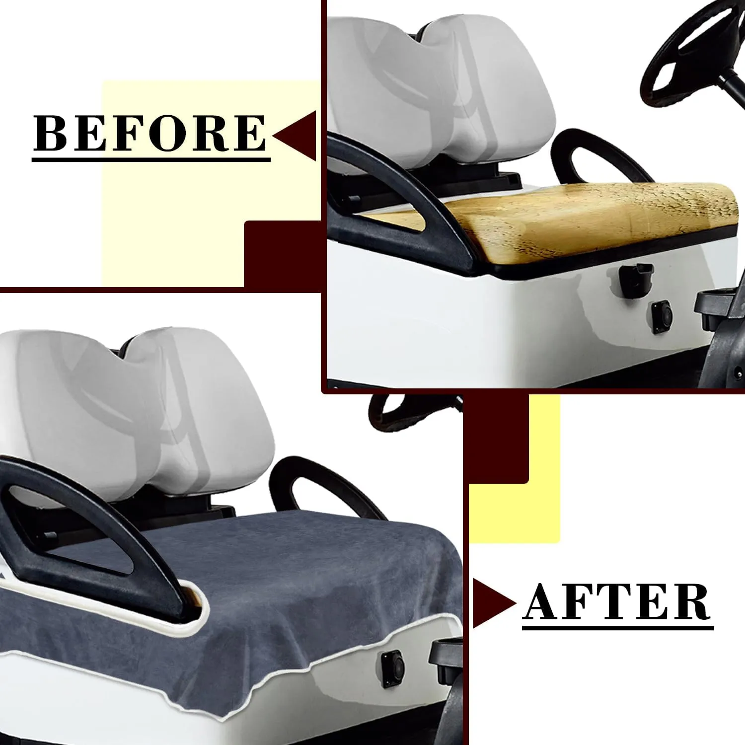 YOKYHOM Golf Cart Seat Covers, Premium Solid Color Golf Cart Seat Towel Blanket, 100% Microfiber, Soft and Comfortable, Fits EZGO, Club Car, and More 2-Seat Golf Carts, 51''x 31''