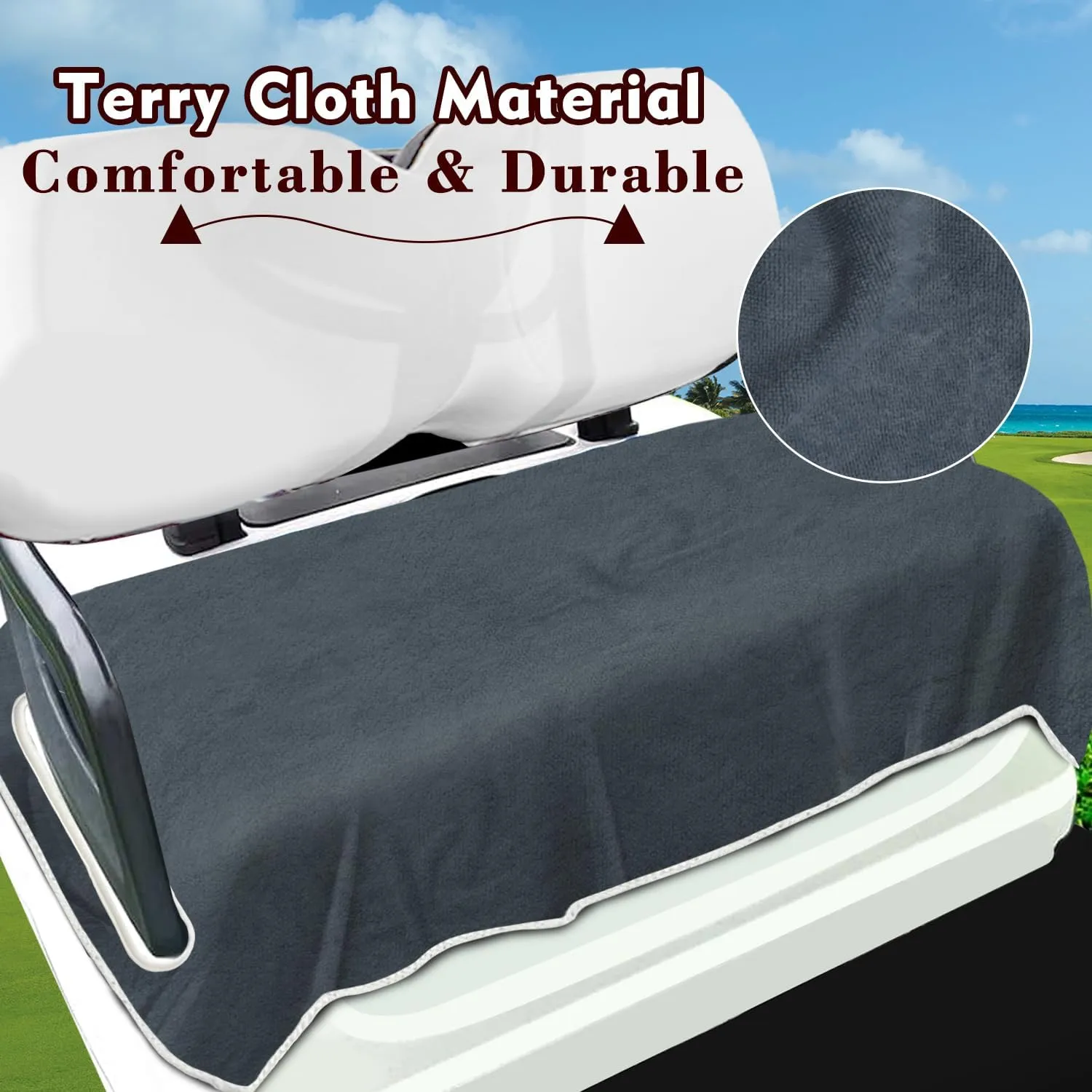 YOKYHOM Golf Cart Seat Covers, Premium Solid Color Golf Cart Seat Towel Blanket, 100% Microfiber, Soft and Comfortable, Fits EZGO, Club Car, and More 2-Seat Golf Carts, 51''x 31''
