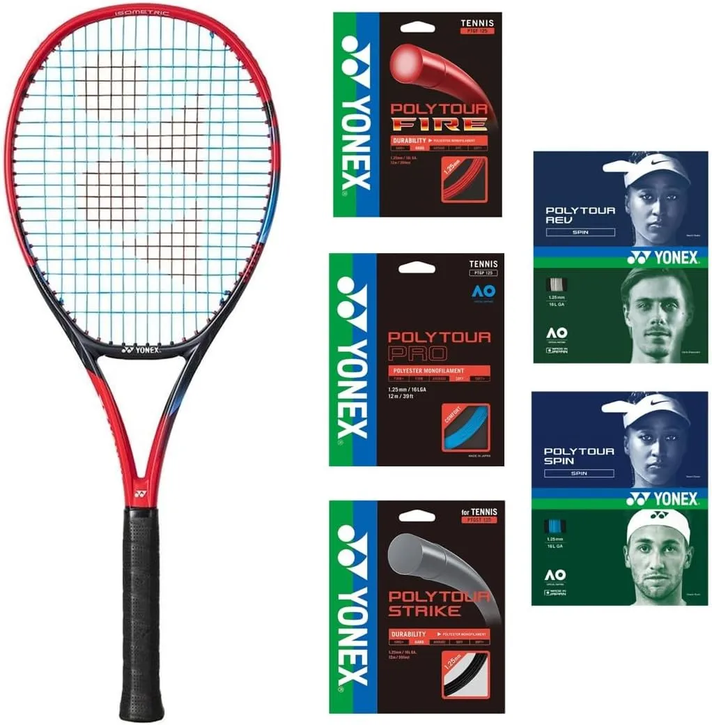 Yonex VCore 95 7th Gen Tennis Racquet (Scarlet) - Strung with Your Choice of 125-Gauge String