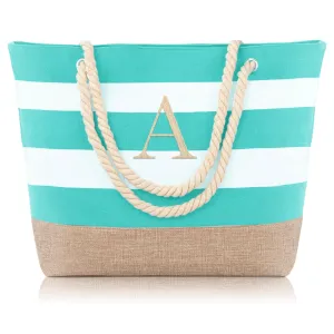 YOOLIFE Mothers Day Gifts - Mom Gifts, Gifts for Women, Graduation Gifts for Her, Bridesmaid Gifts, Gifts for Women Birthday Friend, Beach Gifts Blue Beach Bag, Initial Beach Tote Pool Bag A