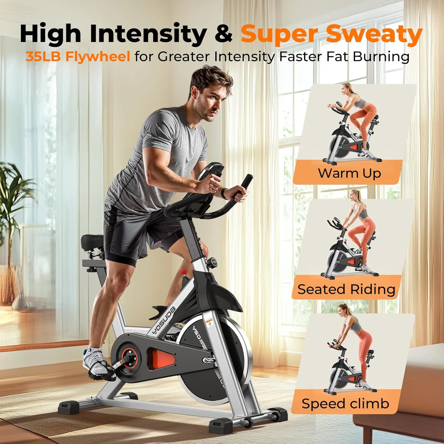 YOSUDA Indoor Cycling Bike Brake Pad/Magnetic Stationary Bike - Cycle Bike with Tablet Mount & Comfortable Seat Cushion