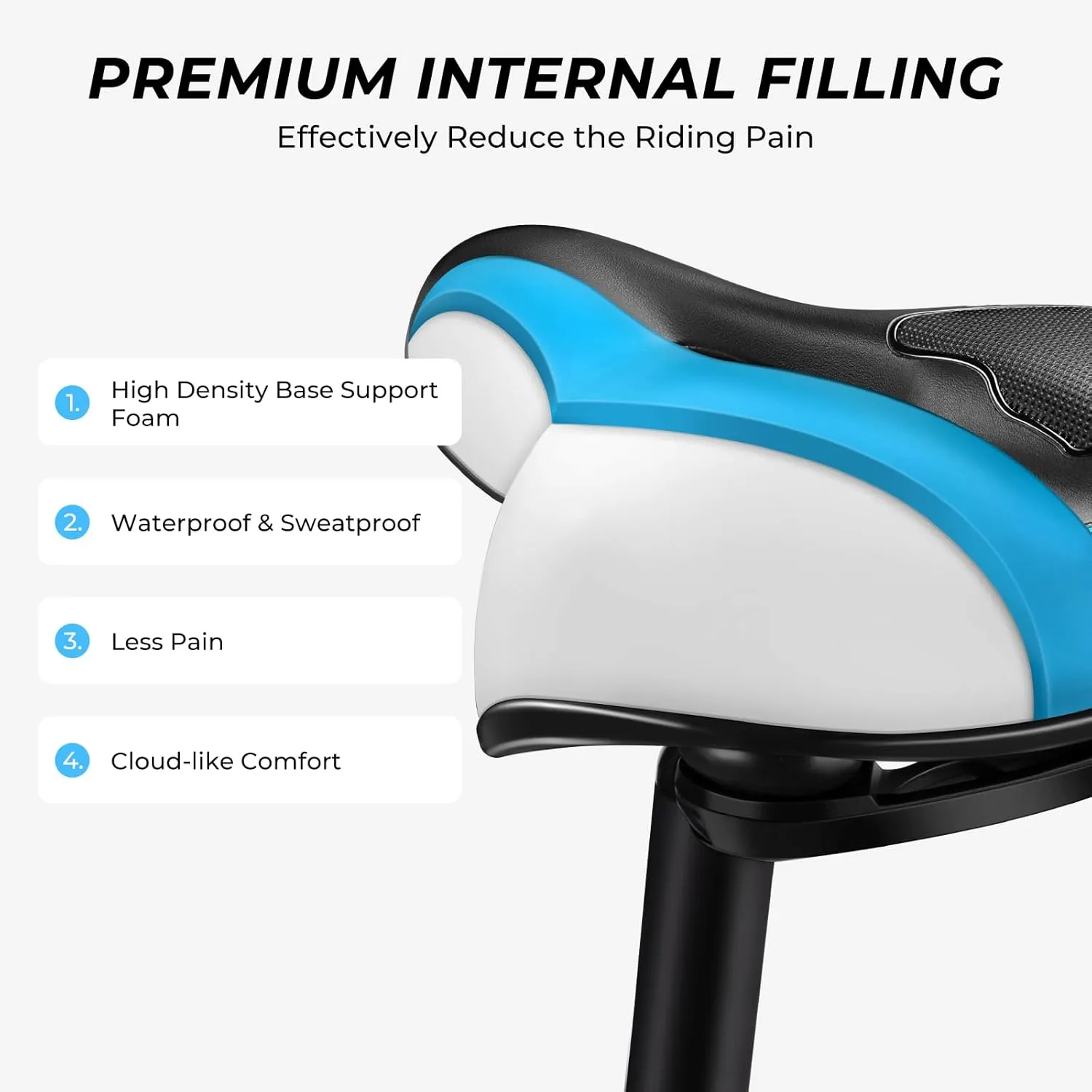 YOUNGDO Bike Seat, Bicycle Saddle Comfortable Soft Wide Road Bike Gel Saddles,Breathable Mountain Bike Seat,Suitable for MTB Mountain Bike,Folding Bike,Road Bike,Spinning Bike, Exercise Bikes