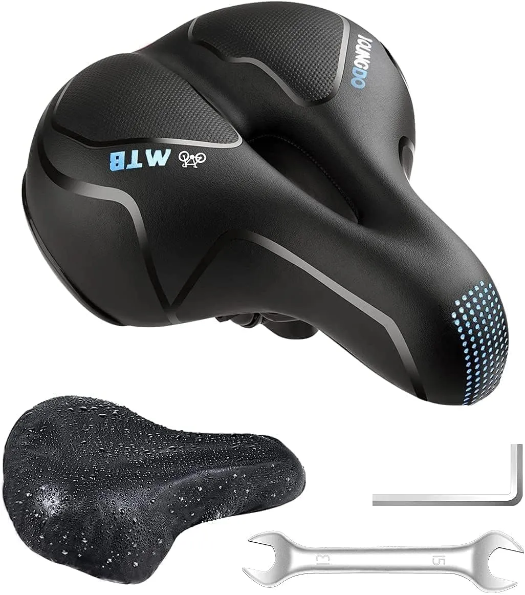 YOUNGDO Bike Seat, Bicycle Saddle Comfortable Soft Wide Road Bike Gel Saddles,Breathable Mountain Bike Seat,Suitable for MTB Mountain Bike,Folding Bike,Road Bike,Spinning Bike, Exercise Bikes