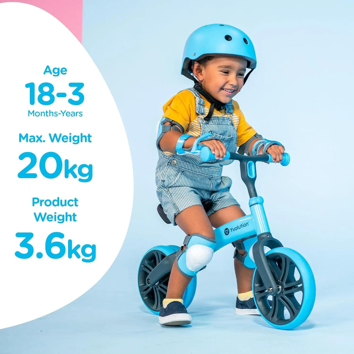 Yvolution Y Velo Junior Toddler Balance Bike | 9 Inch Wheel No-Pedal Training Bike for Kids Age 18 Months to 3 Years