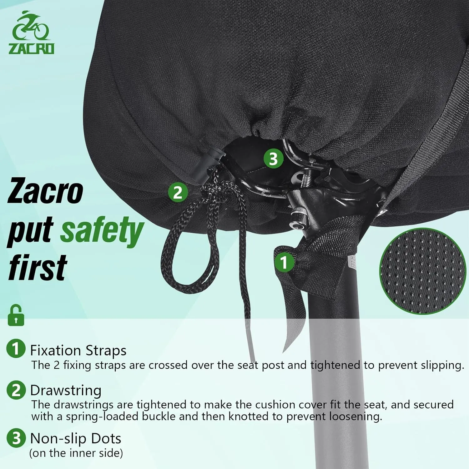 Zacro Bike Seat Cushion - Padded Gel Bike Seat Cover for Men & Women, Padding Bicycle Saddle fit with Peloton/Spin Stationary Exercise/Mountain Road Cycling Bike