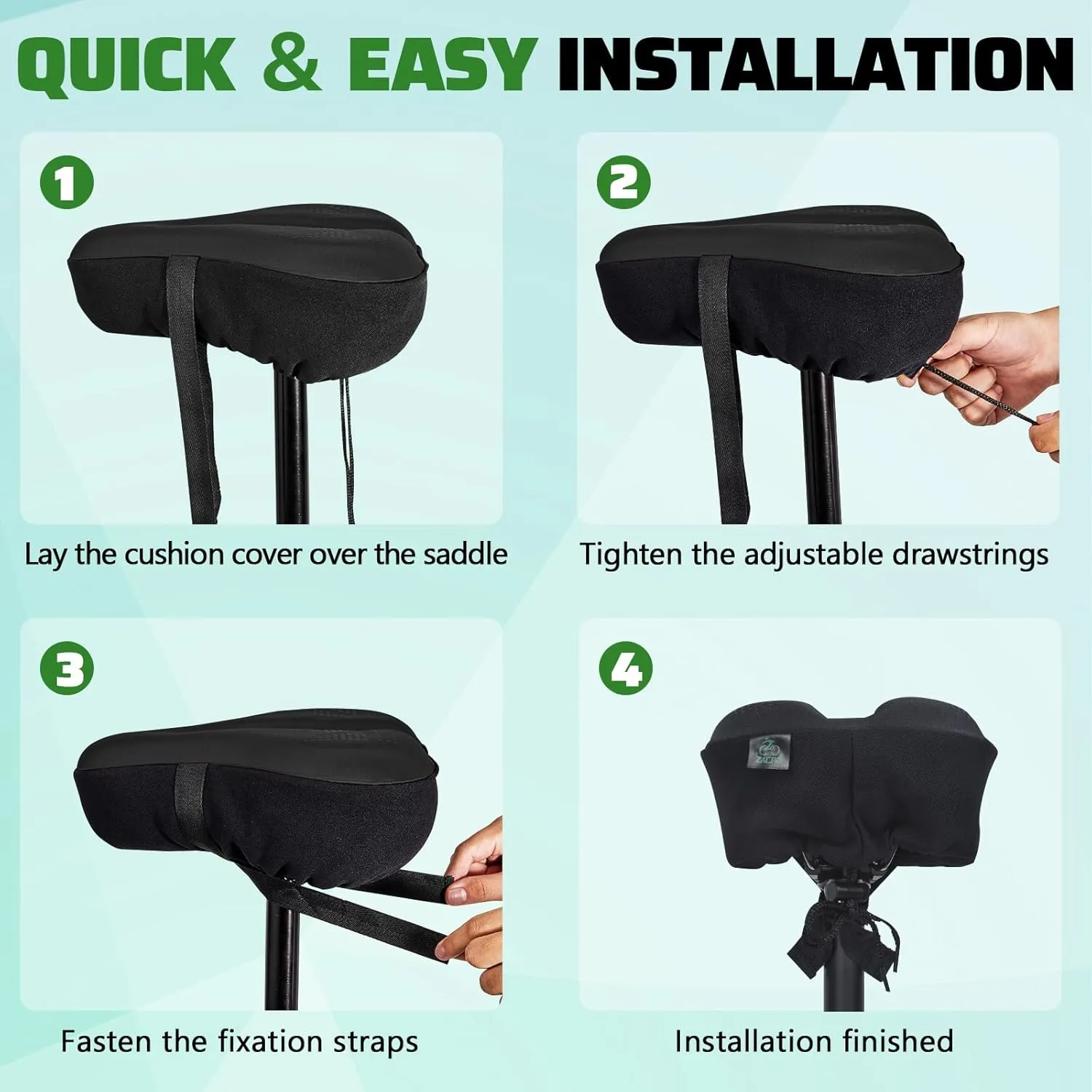 Zacro Bike Seat Cushion - Padded Gel Bike Seat Cover for Men & Women, Padding Bicycle Saddle fit with Peloton/Spin Stationary Exercise/Mountain Road Cycling Bike